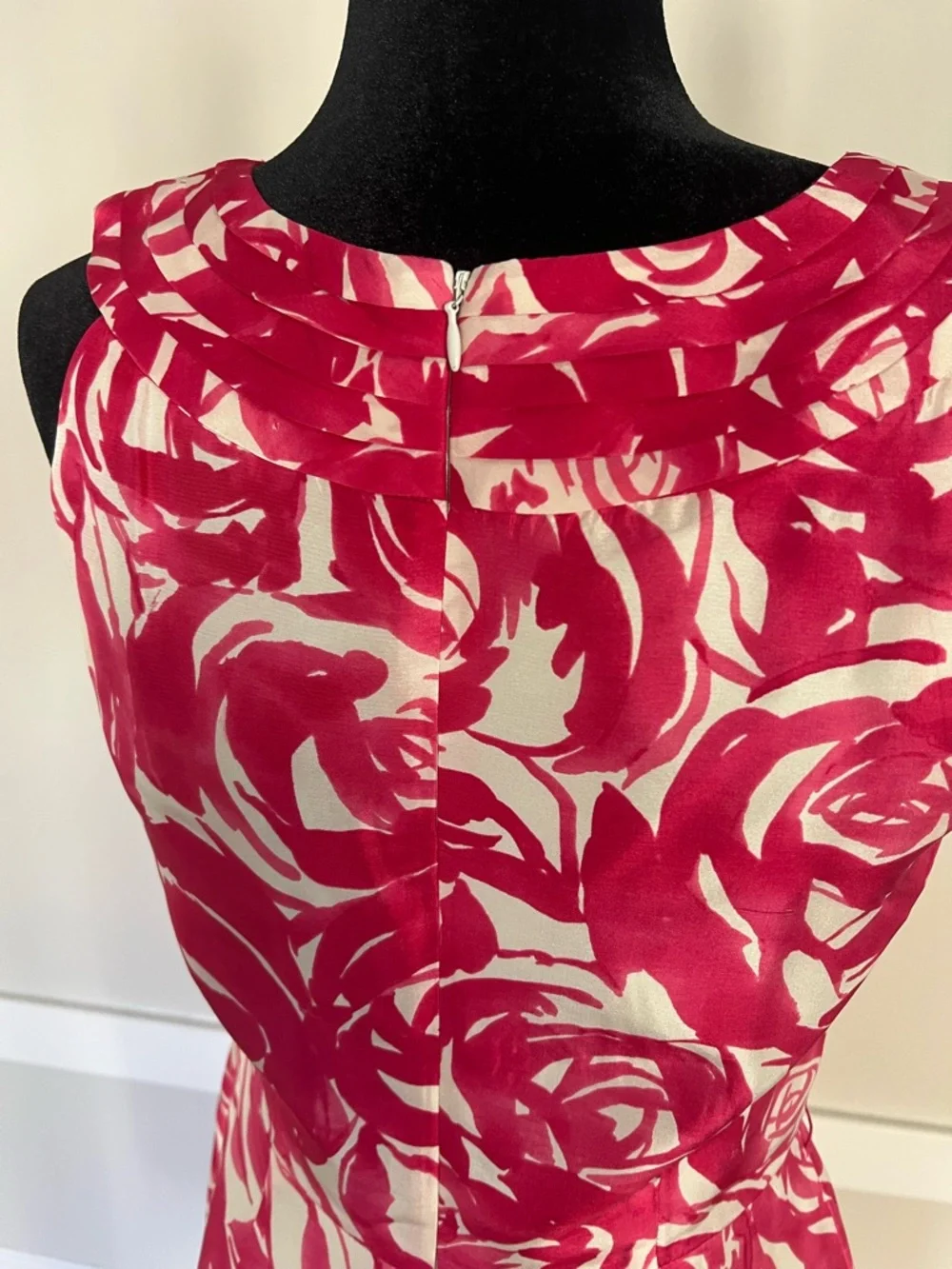Kate Spade Minnie Rose Fuchsia‎ Pink White Rose Print Halter Midi Dress Size 8